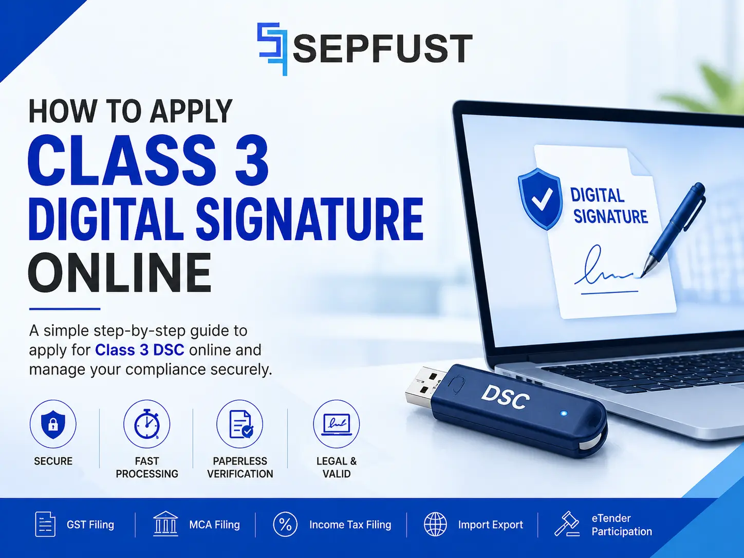 How to Apply Class 3 Digital Signature Online?  (2026 Guide) | Sepfust